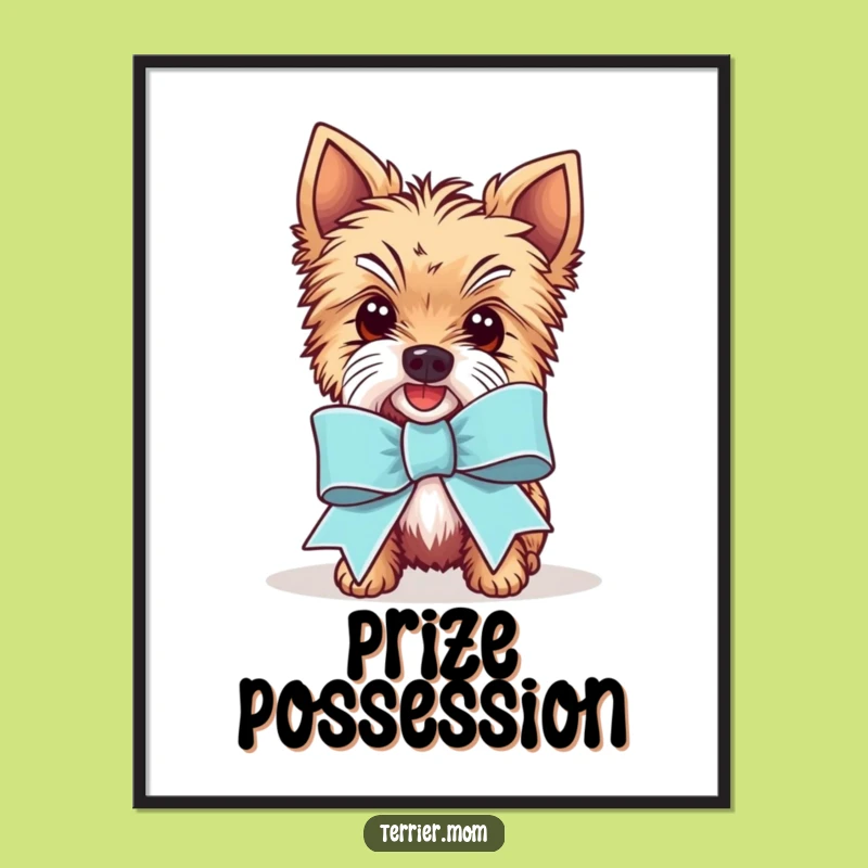 Funny Kawaii Terrier Ribbon Poster - Celebration Dog Art Print