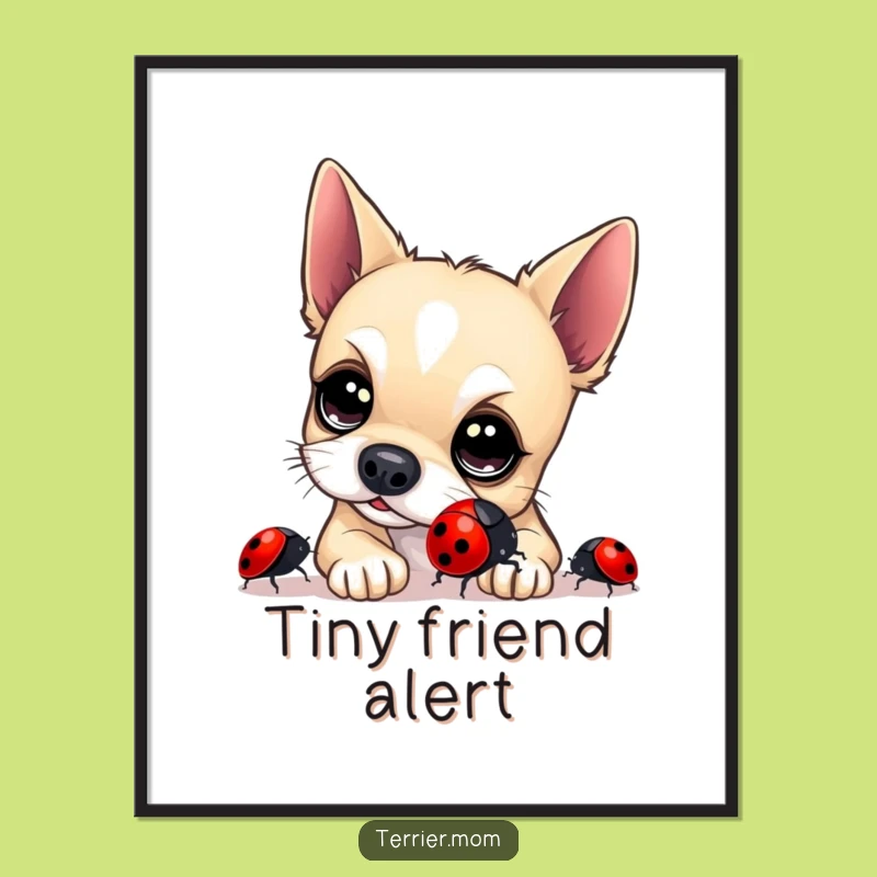 Funny Terrier Ladybug Poster: Adorable Dog Art Print, Humorous Wall Decor Gift