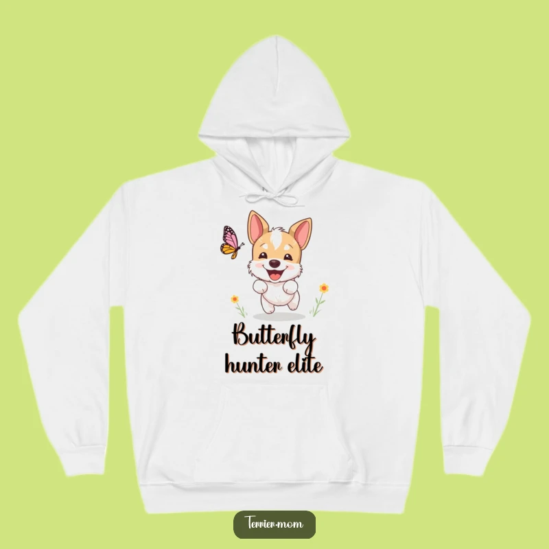Cozy Funny Terrier Butterfly Hoodie: Happy Dog's Chase, Ultimate Warm Gift