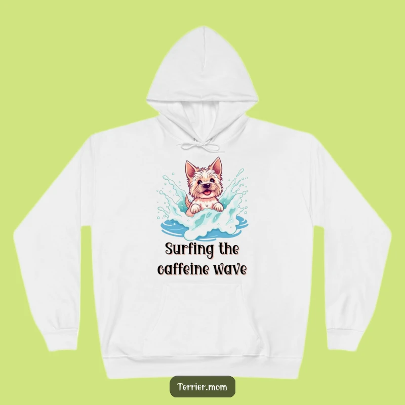 Cozy Funny Terrier Wave Splash Hoodie - Warm & Joyful Beach Dog Gift