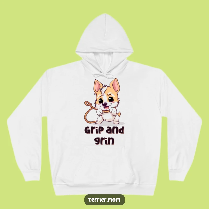 Cozy Funny Tug-of-War Terrier Hoodie - Warm Comfort for Determined Fighters