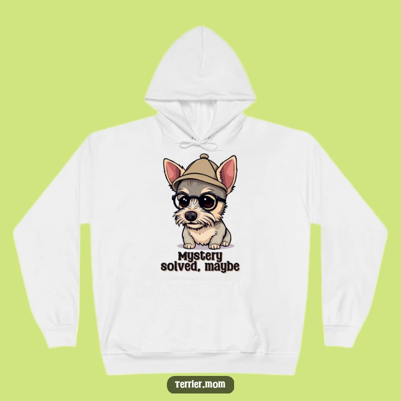 Funny Detective Terrier Hoodie - Cozy Tiny Hat Sleuth Companion Gift