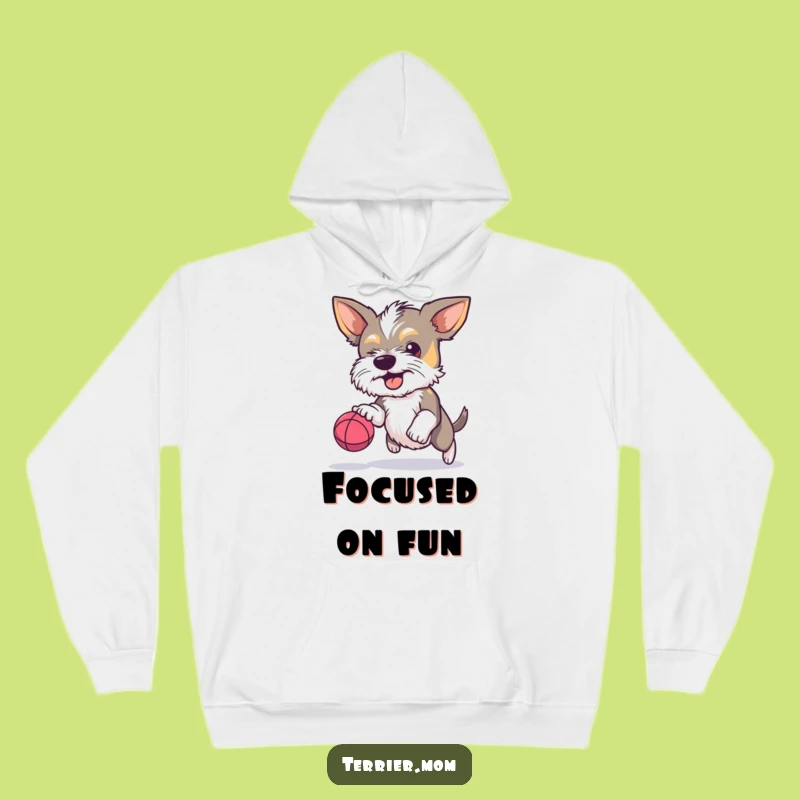 Funny Terrier Bouncy Ball Hoodie: Cozy Determination, Perfect Humorous Gift