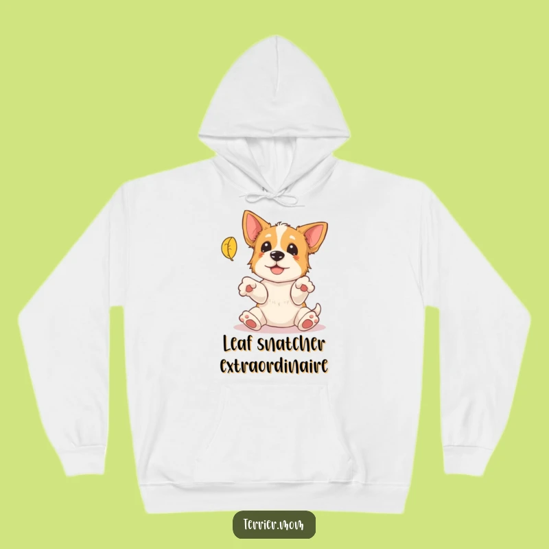 Funny Terrier Leaf Catching Hoodie: Cozy Autumn Dog Sweatshirt, Humorous Fall Gift