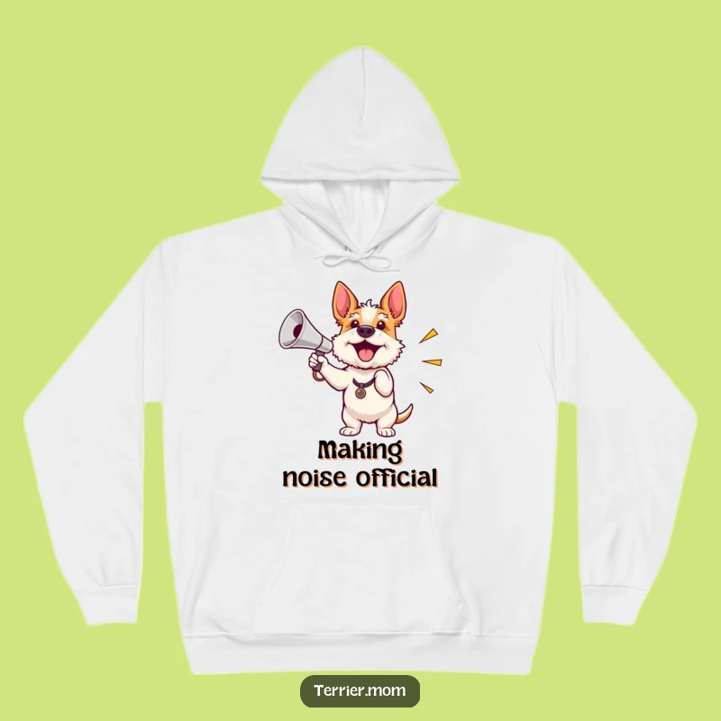 Cozy Funny Terrier Megaphone Hoodie: Warmth and Rallying Spirit Gift