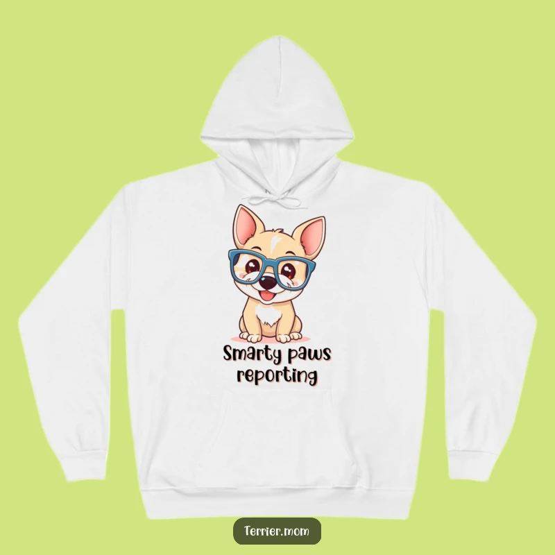 Cozy Funny Terrier Glasses Hoodie: Smart Dog Design, Warm Gift