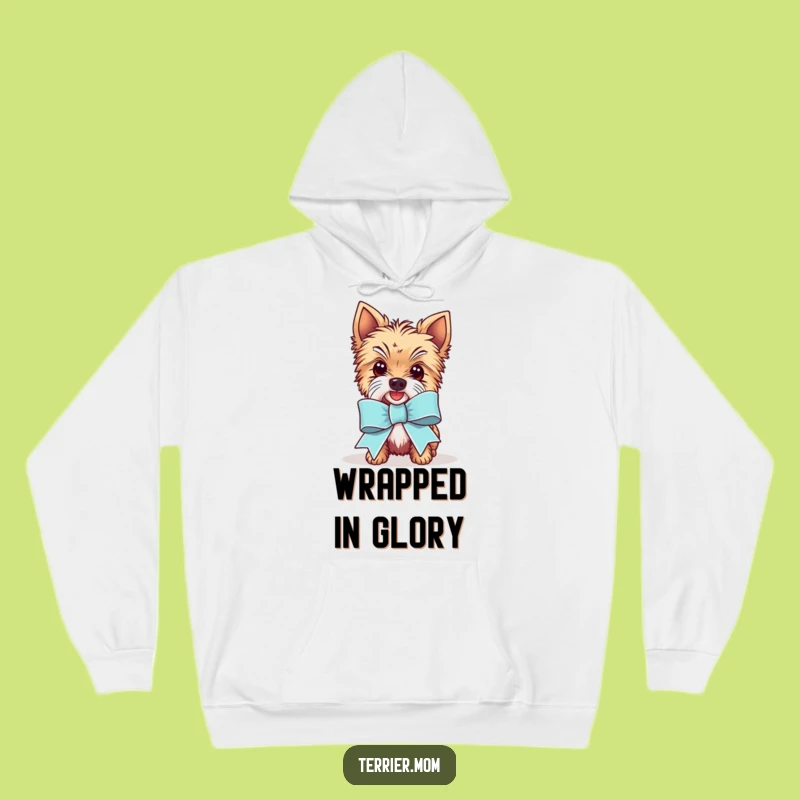 Cozy Funny Kawaii Terrier Ribbon Hoodie - Warm Winner Celebration