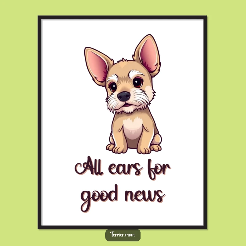 Free Printable Wall Art: Big Ears Terrier Art for a Funny, Downloadable Home Decor Gift