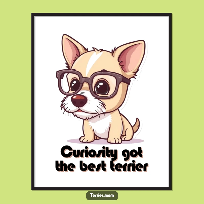 Free Printable Wall Art: Curious Terrier in Glasses, Hilarious Downloadable Art