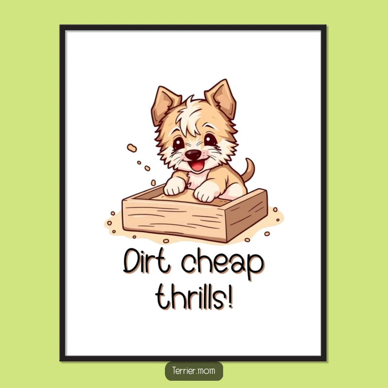 Free Printable Terrier Wall Art - Digging Dog with Flying Dirt Downloadable Decor
