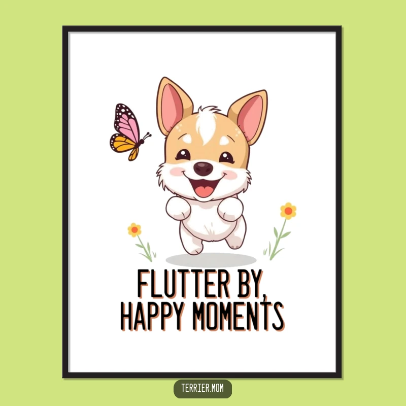 Free Printable Terrier Wall Art: Funny Butterfly Chase Downloadable Decor