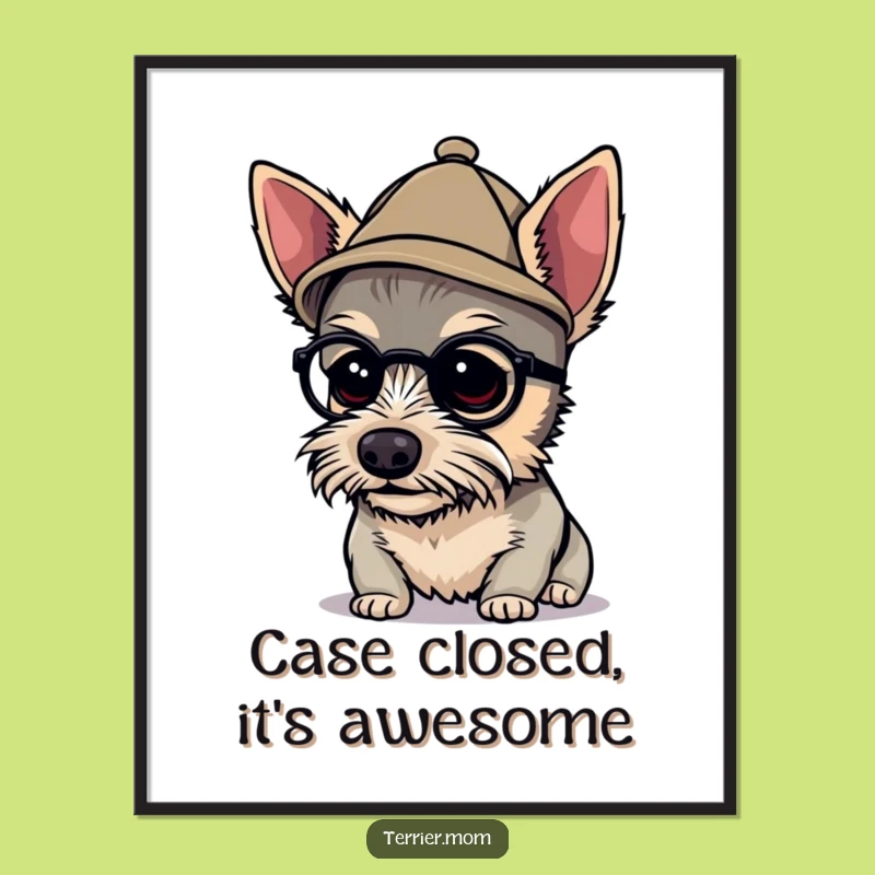 Free Printable Wall Art: Detective Terrier's Curious Gaze!