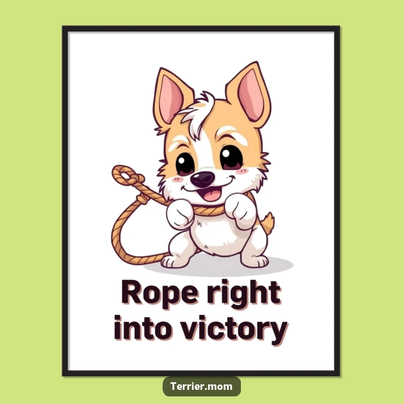 Free Printable Wall Art: Determined Terrier Tug, Hilarious Downloadable Decor