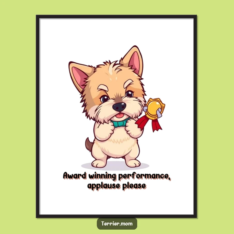 Free Printable Wall Art: Funny Terrier Bowing, Hilarious Downloadable Art Gift
