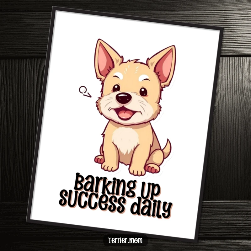 Funny Free Printable Wall Art: A mischievous terrier with a speech bubble, playfully barking in a charming illustration.