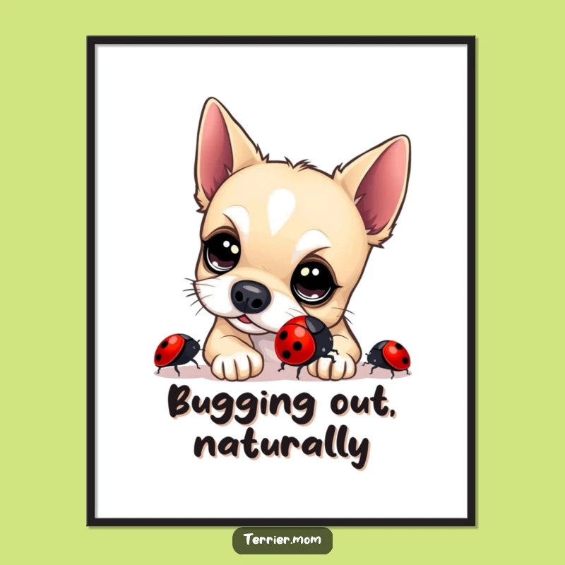 Funny Free Printable Wall Art: Terrier & Ladybug, Whimsical Dog Downloadable Decor