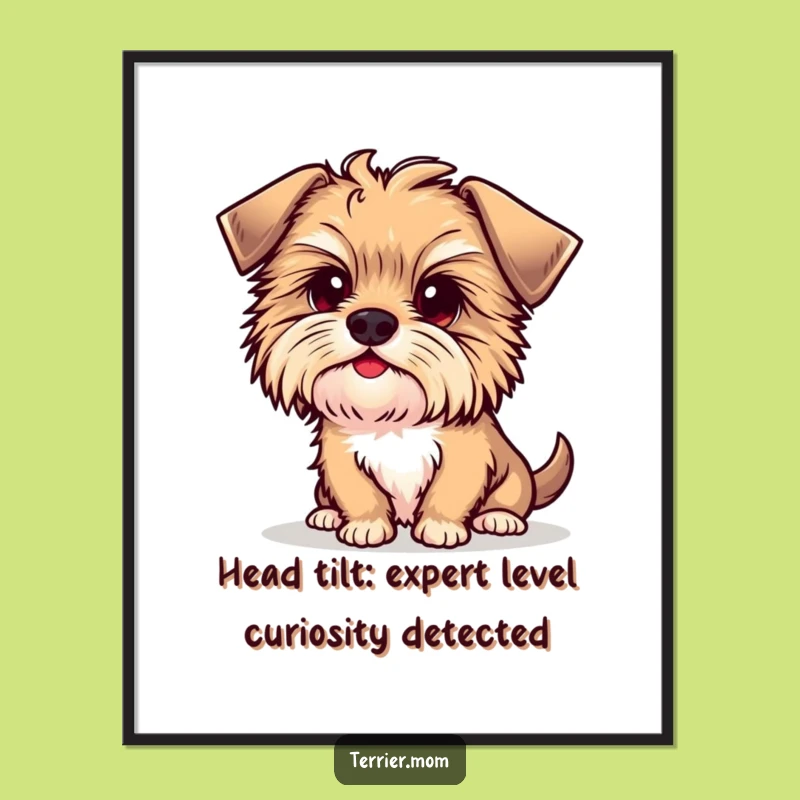 Free Printable Kawaii Terrier Wall Art: Funny Curious Dog Head Tilt Downloadable