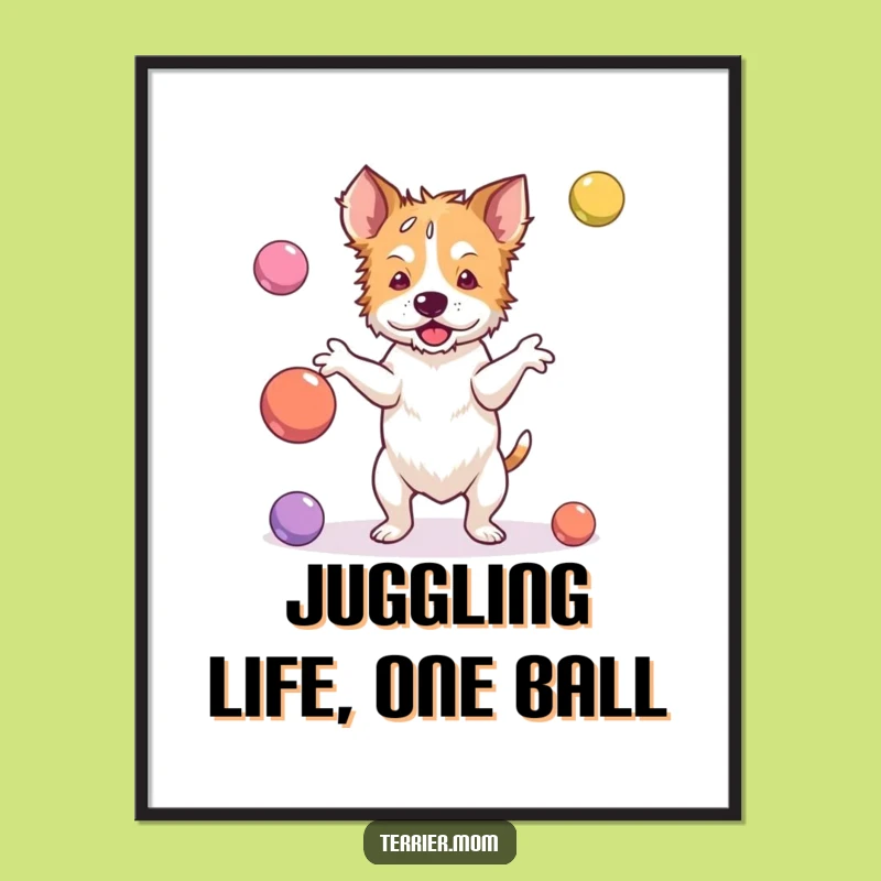 Free Printable Wall Art: Juggling Terrier Dog Art for a Humorous, Downloadable Gift