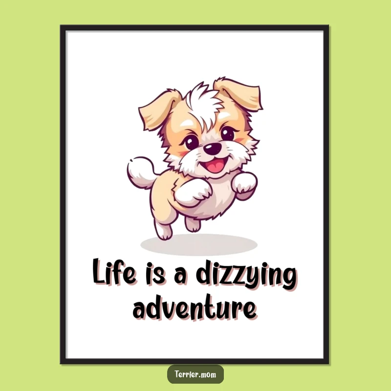 Free Printable Wall Art: Playful Terrier Dog, Tail Chase Fun, Instant Download Decor
