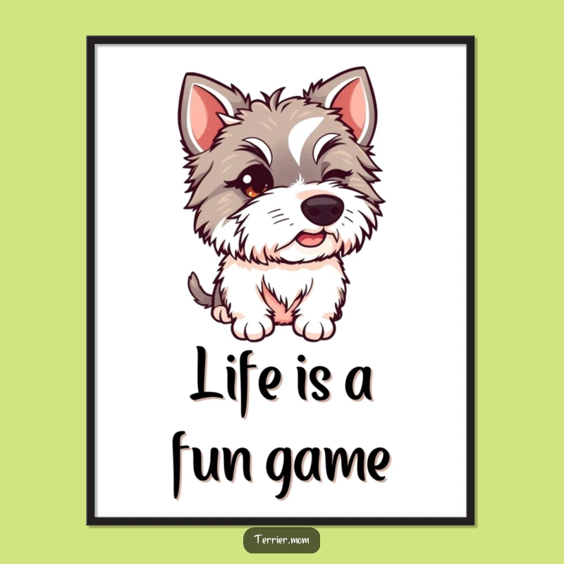 Free Printable Winking Terrier Wall Art - Funny Dog Downloadable Art Gift