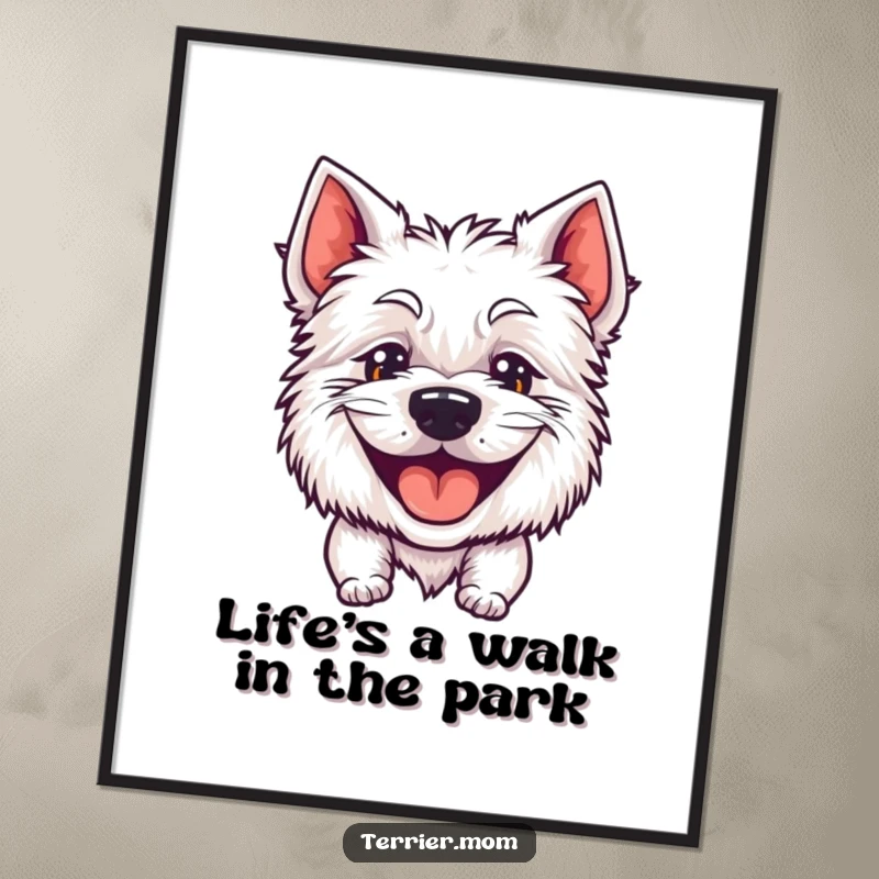 Funny Free Printable Wall Art: A delighted terrier with a wide, goofy grin panting joyfully.