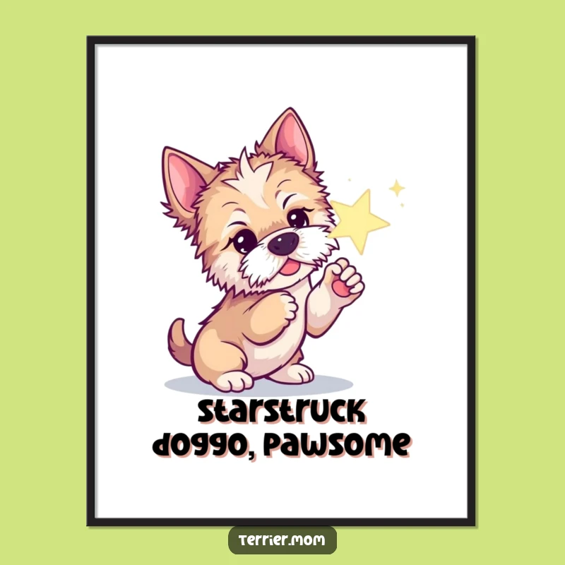 Free Printable Wall Art: Terrier Dog Star Poke, Whimsical Downloadable Decor