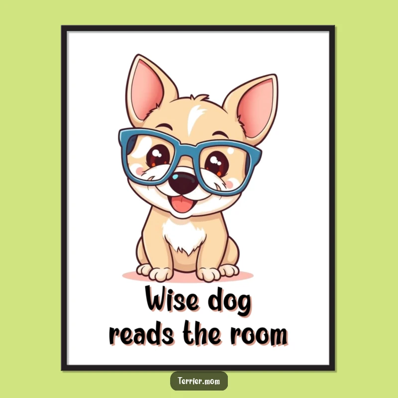 Funny Free Printable Wall Art: Nerdy Terrier Reads, Humorous Doggy Decor