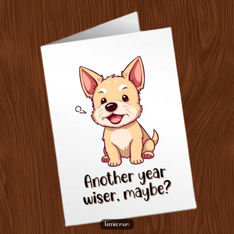 Funny Free Printable Birthday Card featuring a playful terrier barking inside a speech bubble, ready to deliver birthday cheer.
