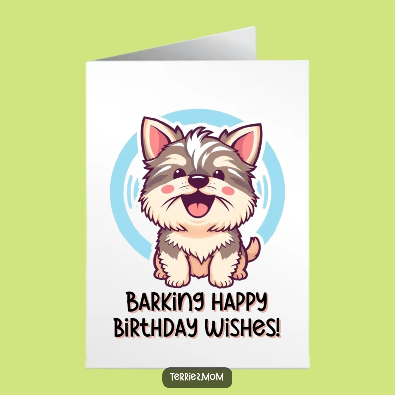Free Printable Birthday Card: Barking Kawaii Terrier Sound Wave for a Fun Downloadable Gift