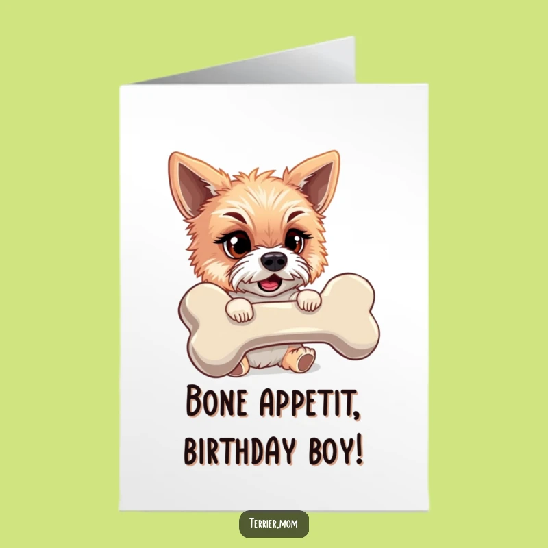Free Printable Terrier Birthday Card: Funny Dog Bone Gift Downloadable
