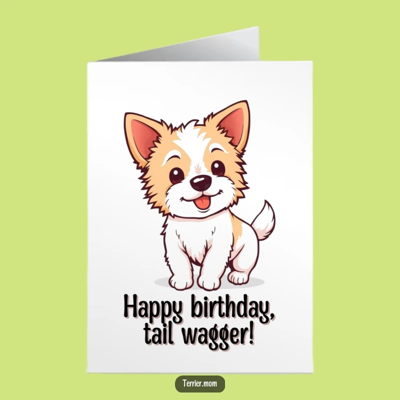 Free Printable Birthday Card: Energetic Terrier Gift, Wagging Tail Fun