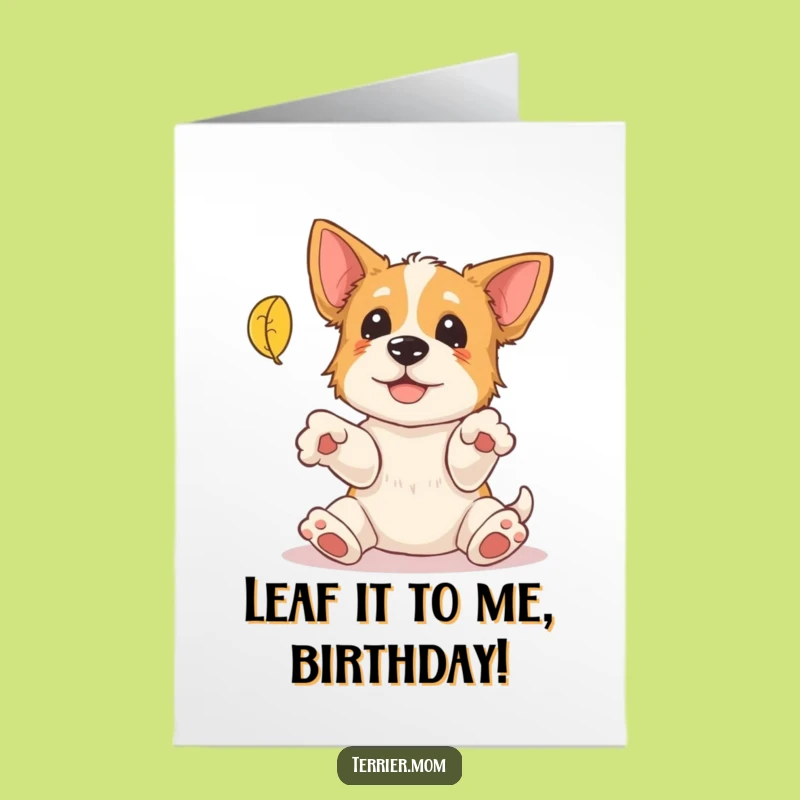 Free Printable Birthday Card: Falling Leaf Terrier, Hilarious Dog Downloadable Gift