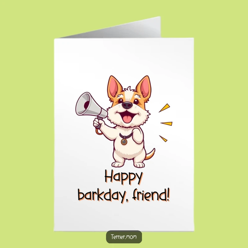 Free Printable Birthday Card: Terrier Megaphone Cheer Funny Downloadable Gift