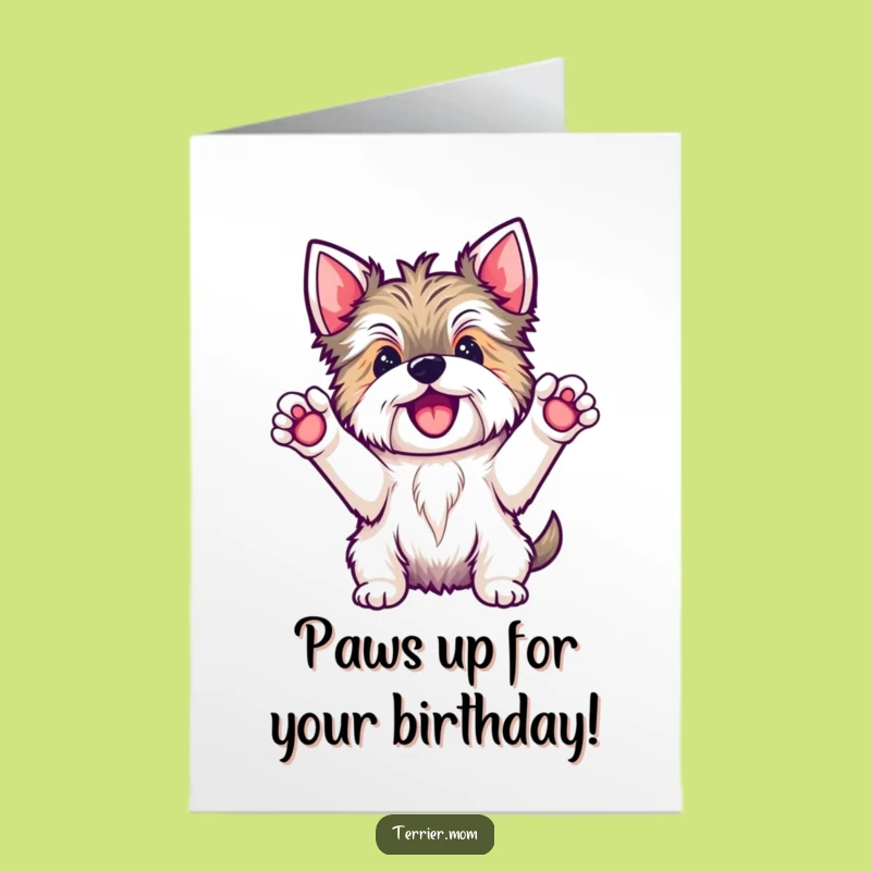 Free Printable Birthday Card: Yay Kawaii Terrier, Funny DIY Gift Download
