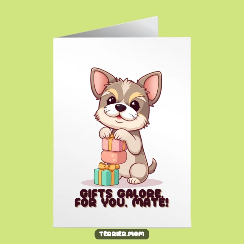 Free Printable Birthday Card: Terrier's Gift Balancing Act!