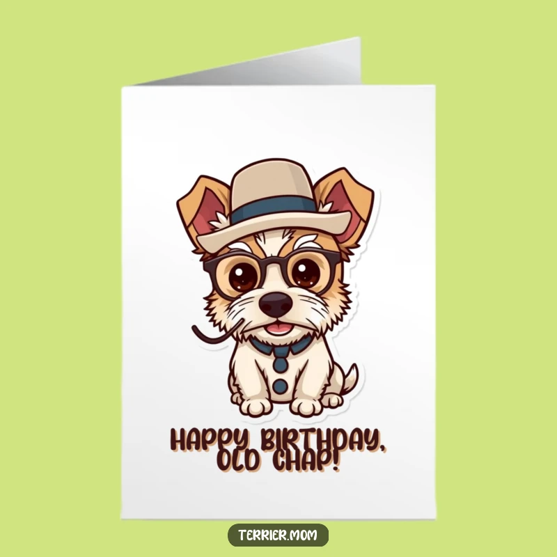 Free Printable Birthday Card: Dapper Terrier Top Hat, Funny Downloadable Gift