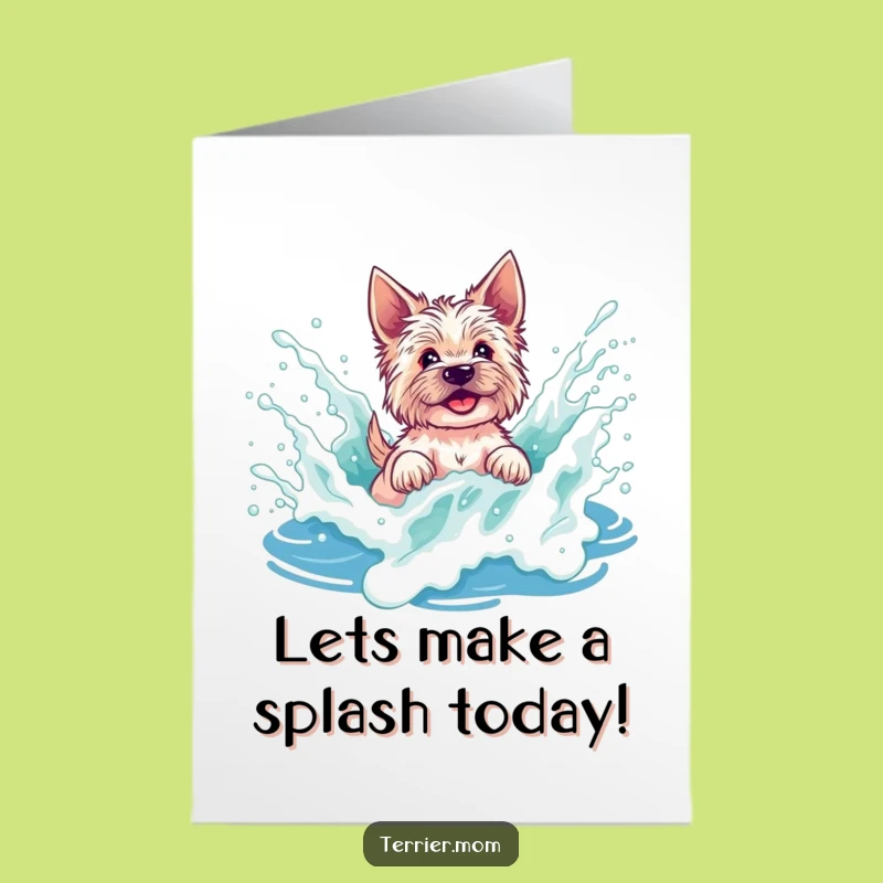 Free Printable Birthday Card: Terrier's Splashy Birthday Wave Fun!
