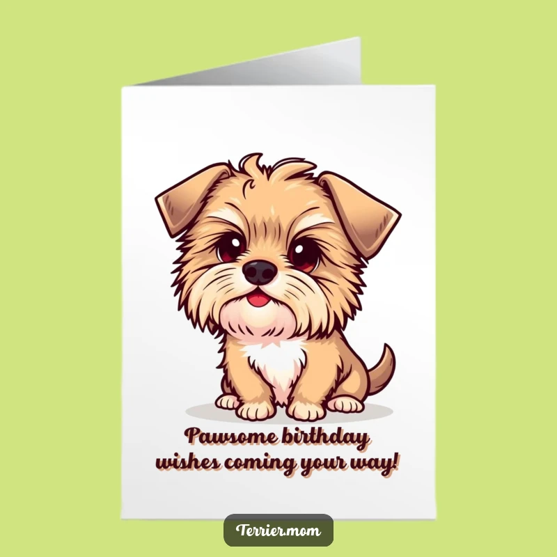 Free Printable Kawaii Terrier Birthday Card: Funny Dog Tilt Head Downloadable Gift