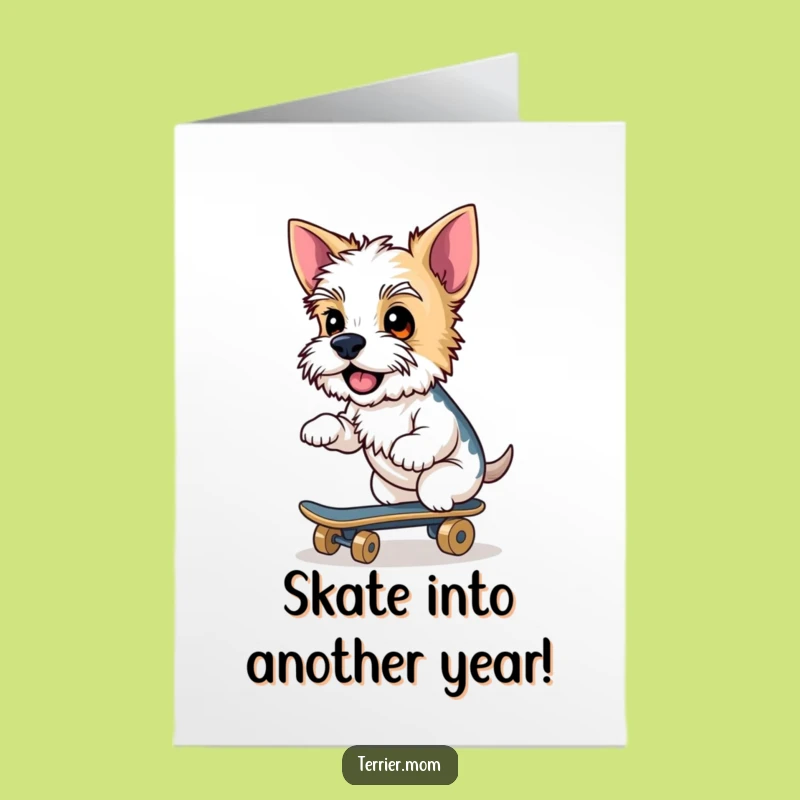 Free Printable Birthday Card: Cheeky Terrier Skater, Funny Dog Lover Gift Card