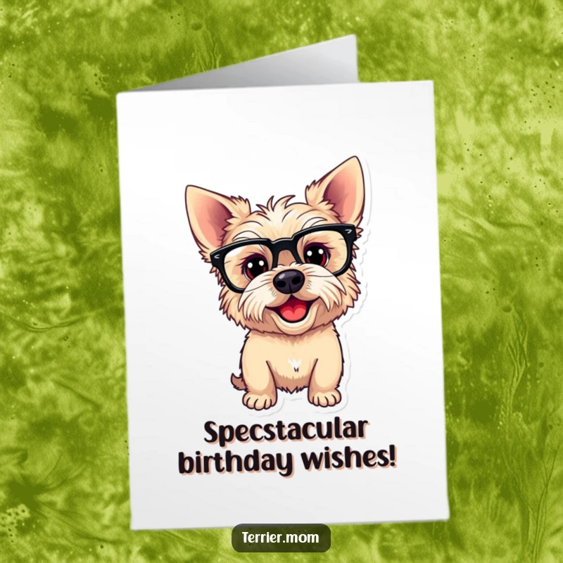 Funny Free Printable Birthday Card: Playful Terrier Dog Wearing Goofy Glasses, Tilting Its Head Curiously
