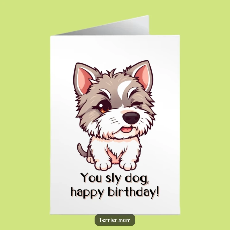 Free Printable Winking Terrier Birthday Card - Funny Dog Downloadable Gift