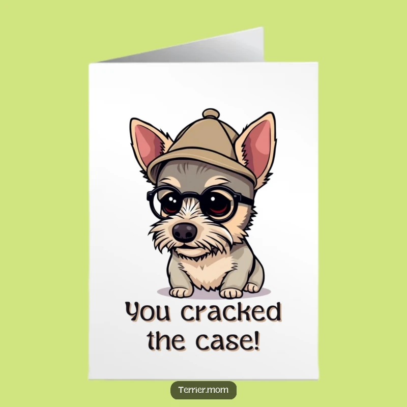 Free Printable Congrats Card: Detective Terrier Solves It!