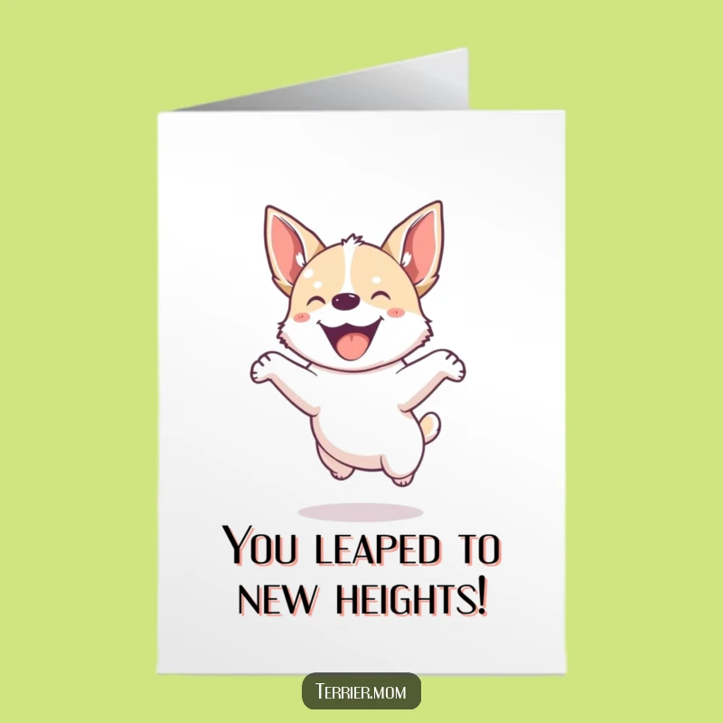 Free Printable Congrats Card: Energetic Jumping Dog, Funny Downloadable