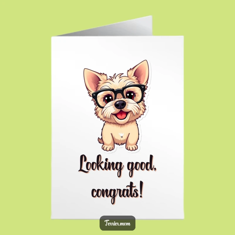 Free Printable Congrats Card: Goofy Terrier Dog - Funny Downloadable Gift for Any Occasion