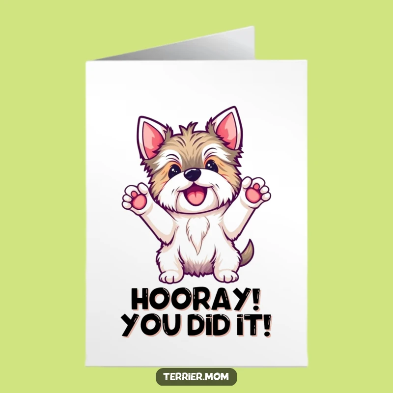 Free Printable Congrats Card: Joyful Kawaii Terrier Hooting, Awesome DIY Download