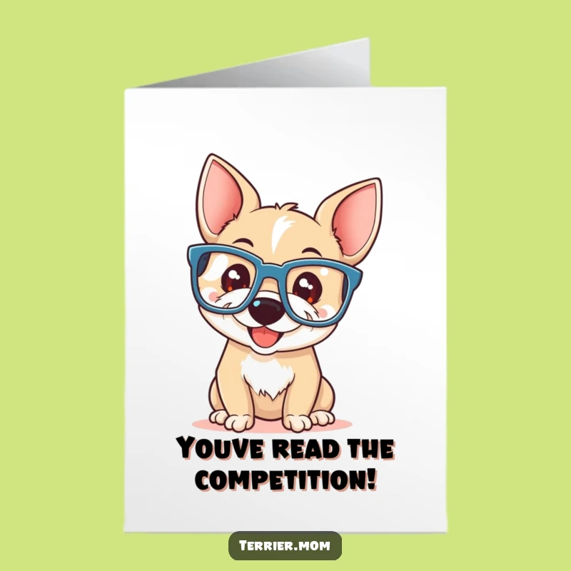 Free Printable Congrats Card: Smart Terrier, Humorous Doggy Downloadable