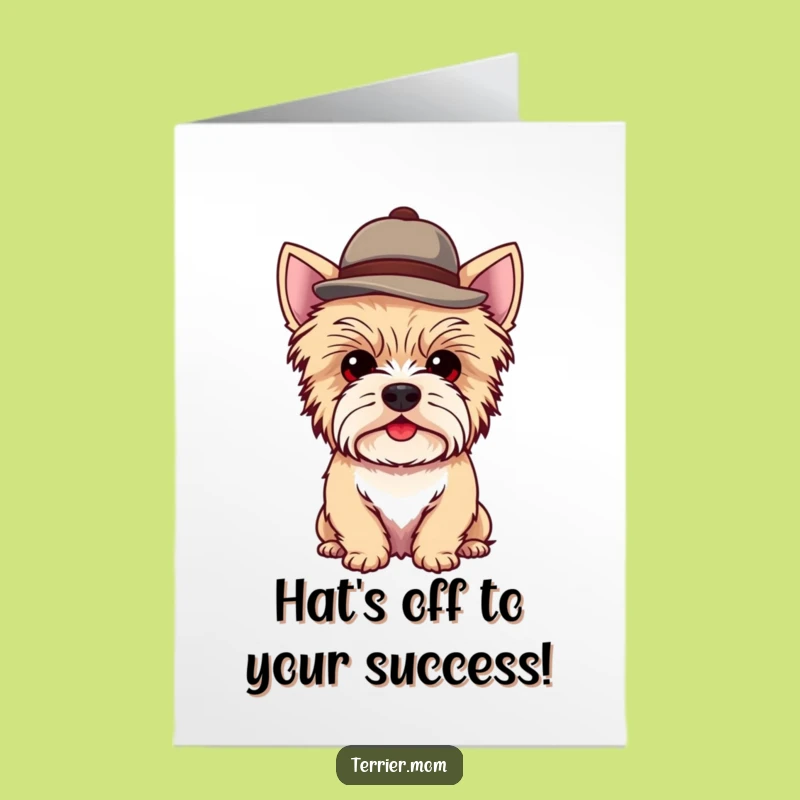Free Printable Congrats Card: Stylish Kawaii Terrier Hat for a Chic Downloadable Gift
