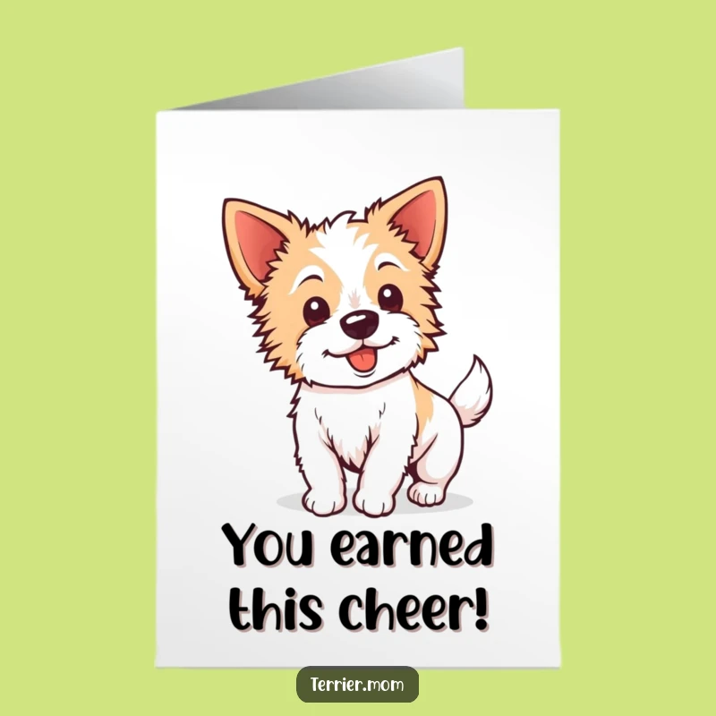 Free Printable Congrats Card: Energetic Terrier Joy, Wagging Tail Celebration