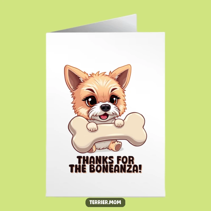 Free Printable Terrier Thank You Card: Funny Dog Bone Gratitude Downloadable