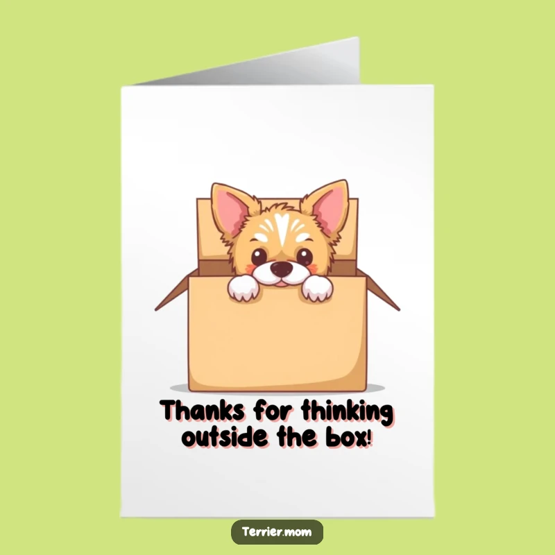 Free Printable Thank You Card: Box Peeking Terrier - Funny Dog Appreciation